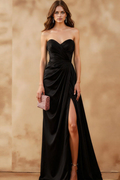 Royal Blue Sweetheart Ruched Long Formal Dress with Slit