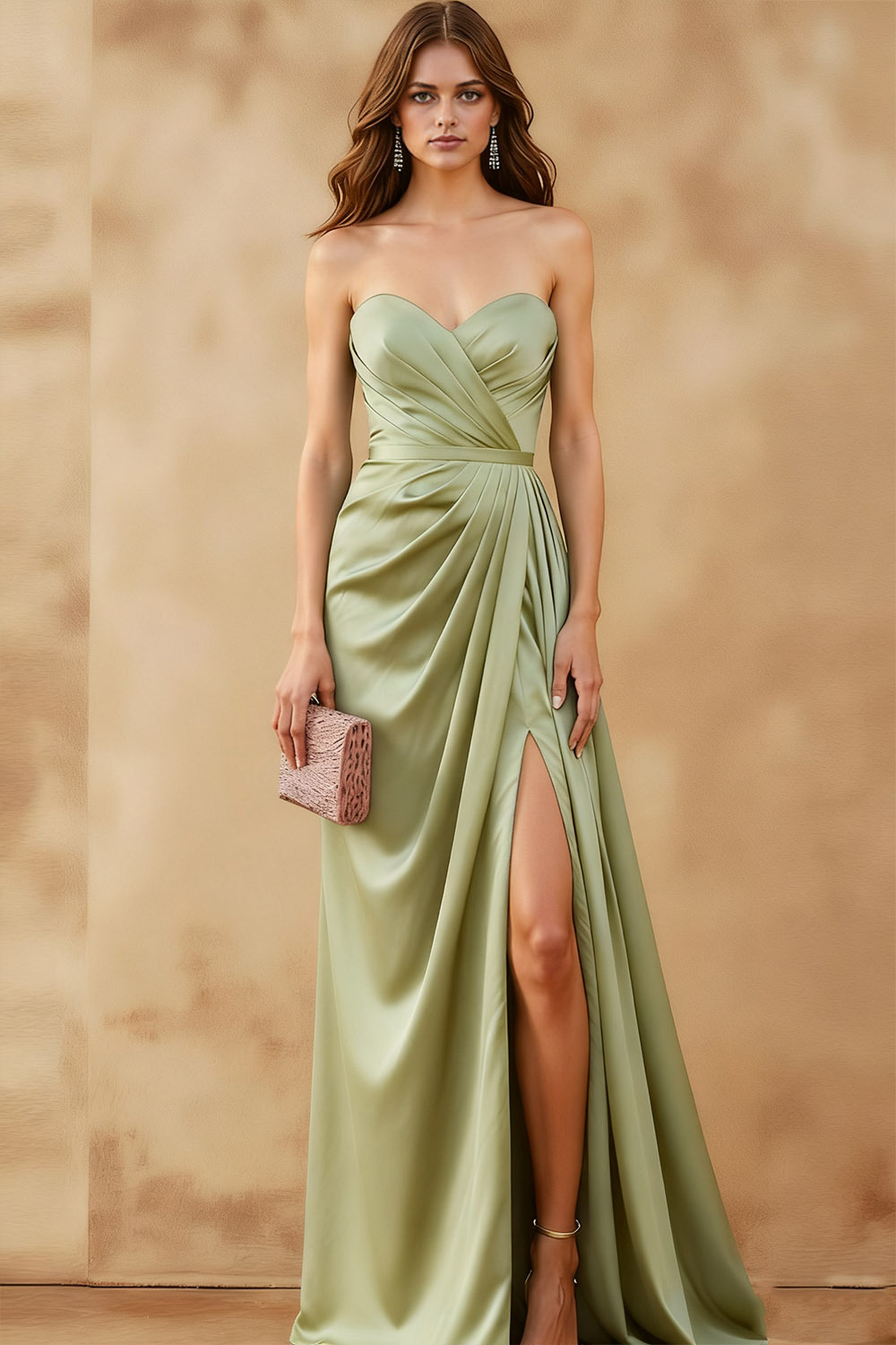 Royal Blue Sweetheart Ruched Long Formal Dress with Slit