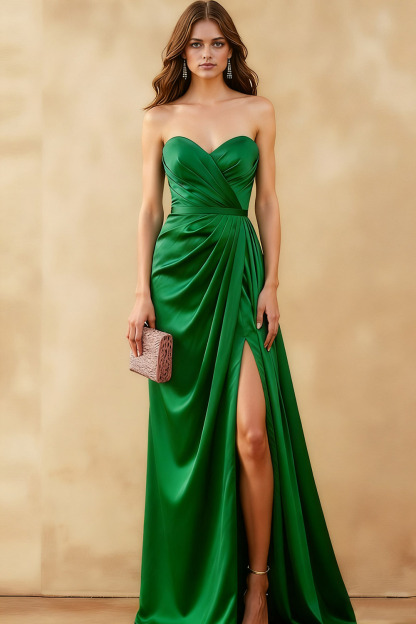 Royal Blue Sweetheart Ruched Long Formal Dress with Slit