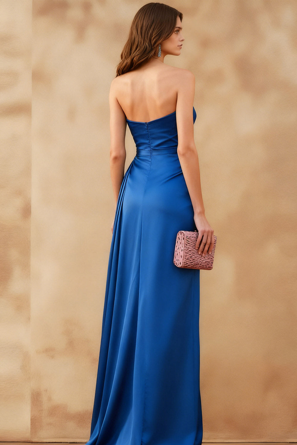 Royal Blue Sweetheart Ruched Long Formal Dress with Slit