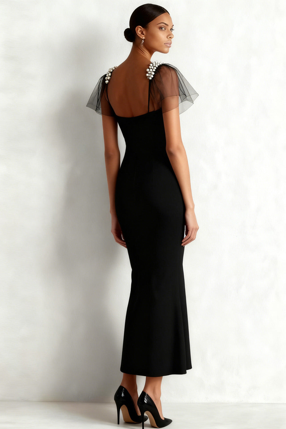 Elegant Black Mermaid Long Formal Dress with Beading