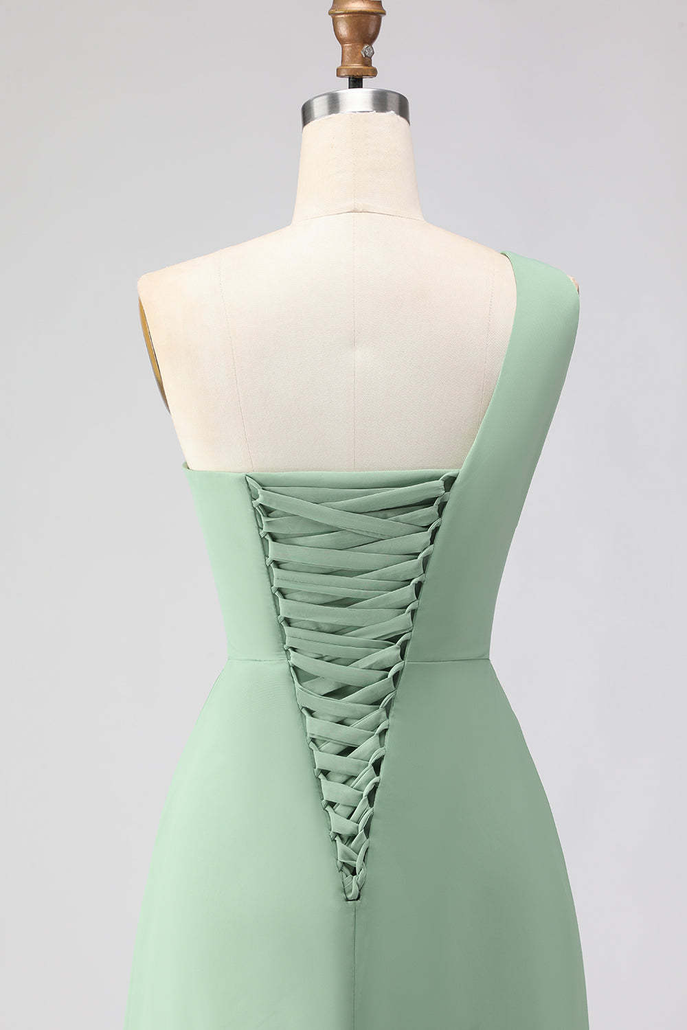 Navy One Shoulder Ruched A Line Long Bridesmaid Dress with Slit