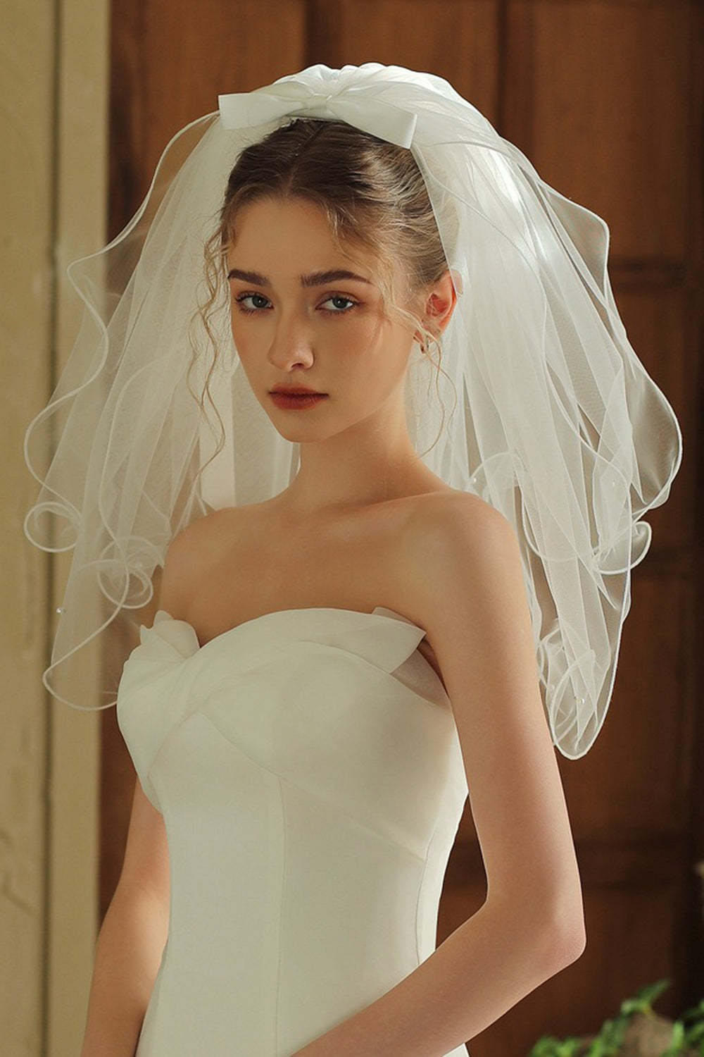 Ivory Short Tulle Bridal Veil