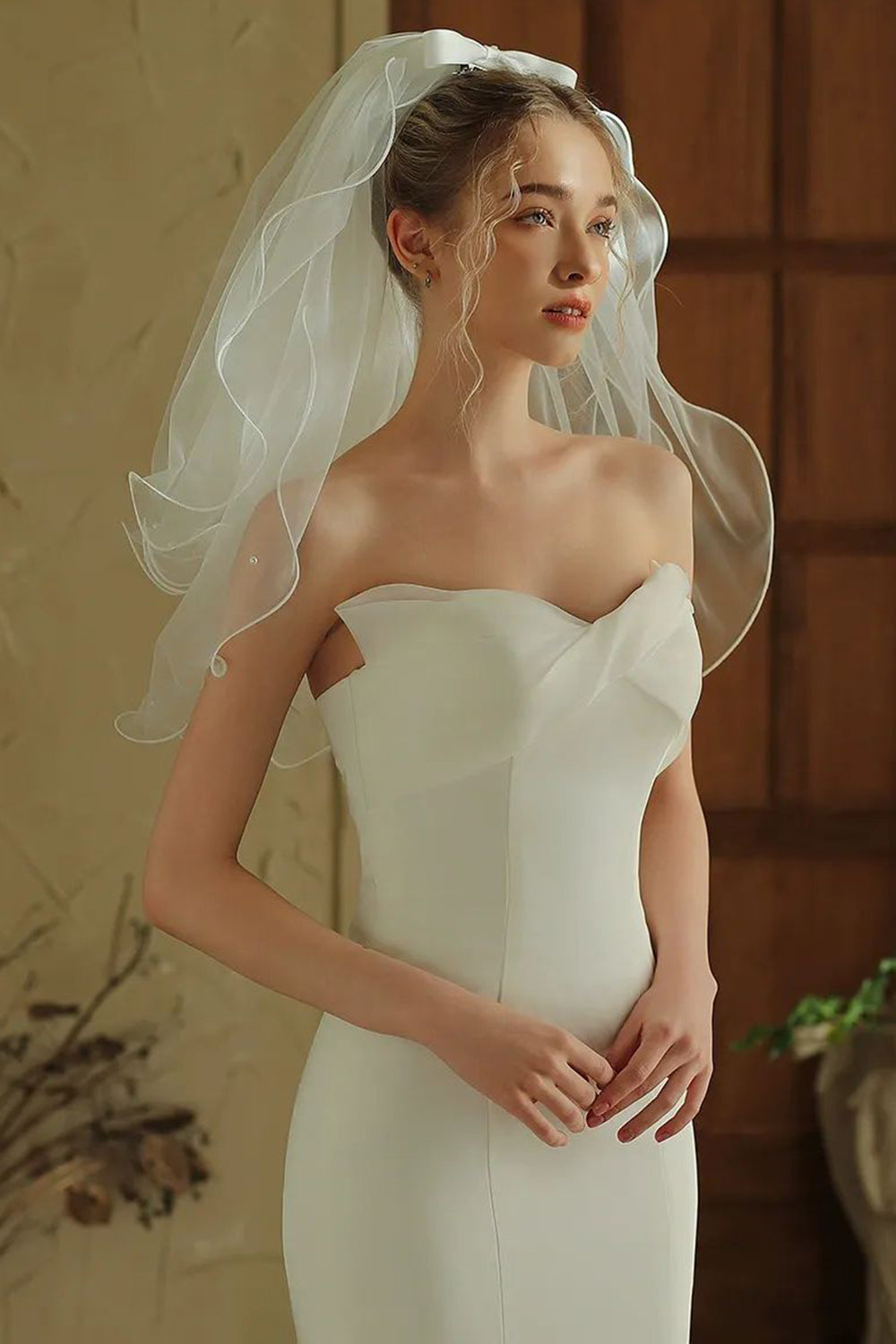 Ivory Short Tulle Bridal Veil