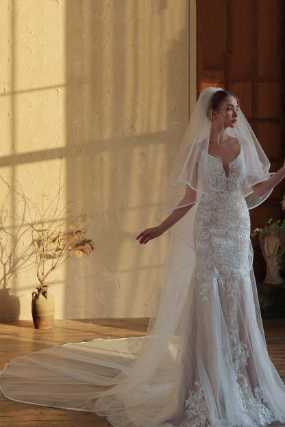 Ivory Long Tulle Bridal Veil