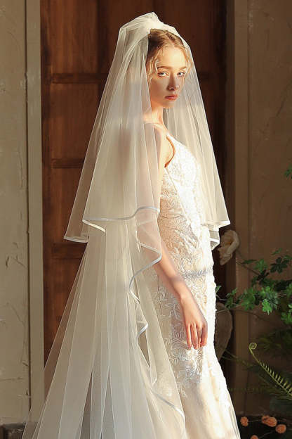 Ivory Long Tulle Bridal Veil