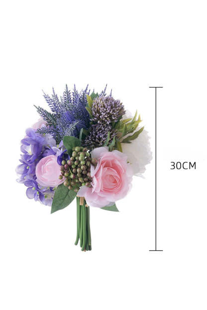 Purple Artificial Flower Hand Holding Bridal Bouquet