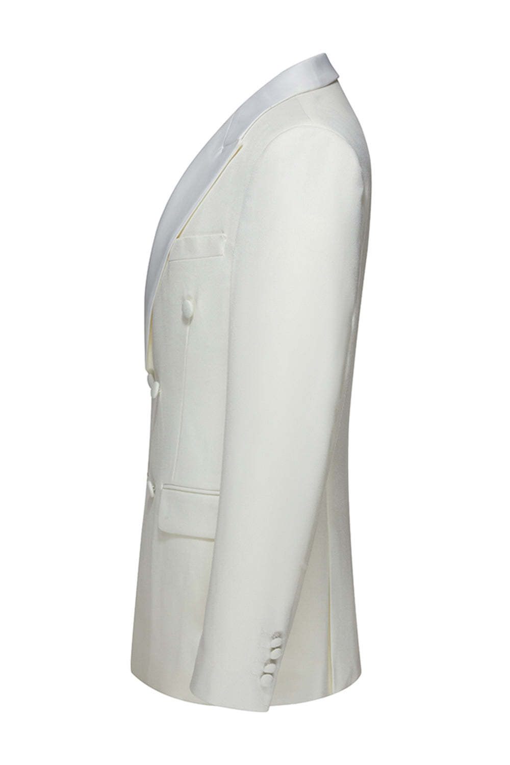 Double Breasted White 2 Piece Peak Lapel Men's Wedding Suits