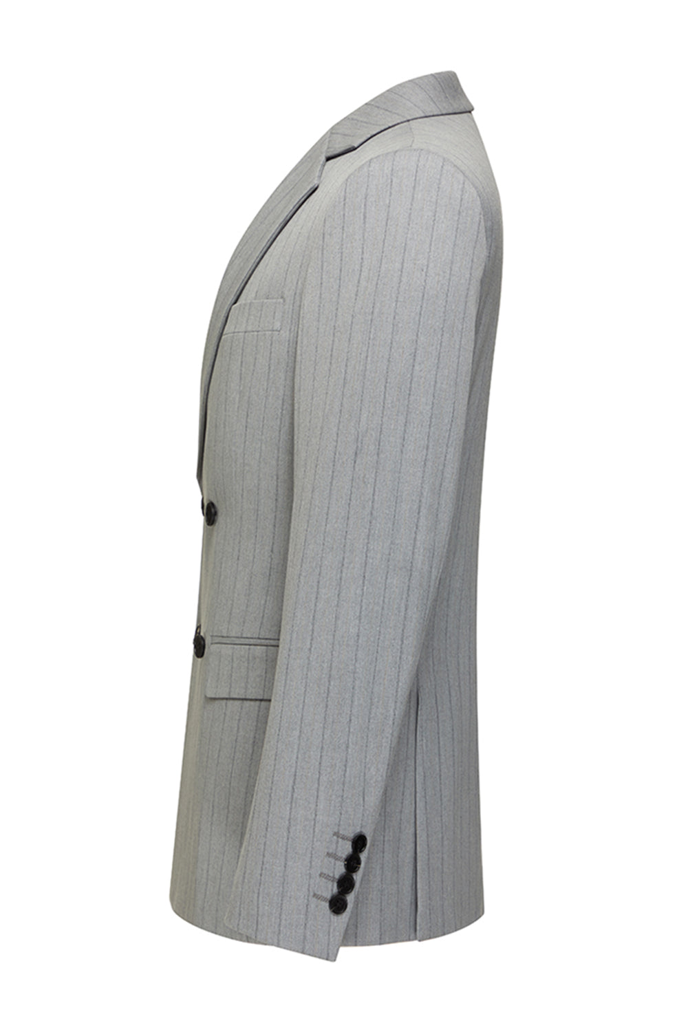 Light Grey Men's Striped Notched Lapel Suits