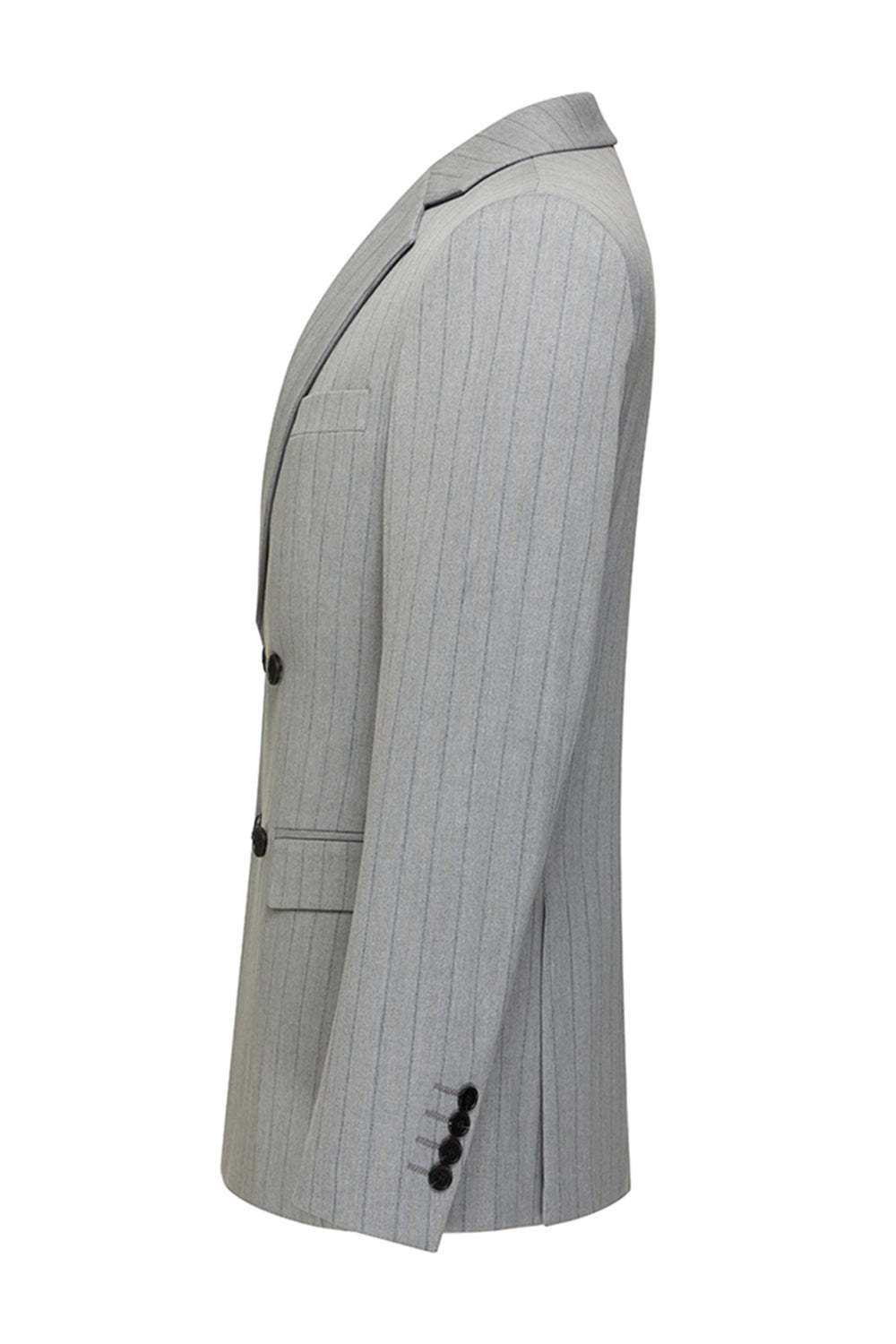 Light Grey Men's Striped Notched Lapel Suits