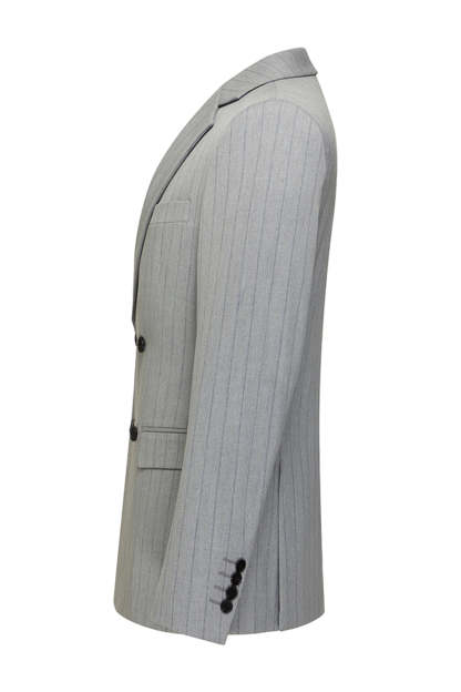 Light Grey Men's Striped Notched Lapel Suits