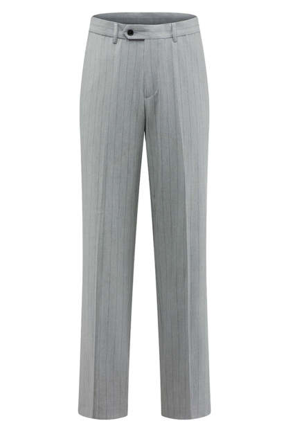 Light Grey Men's Striped Notched Lapel Suits
