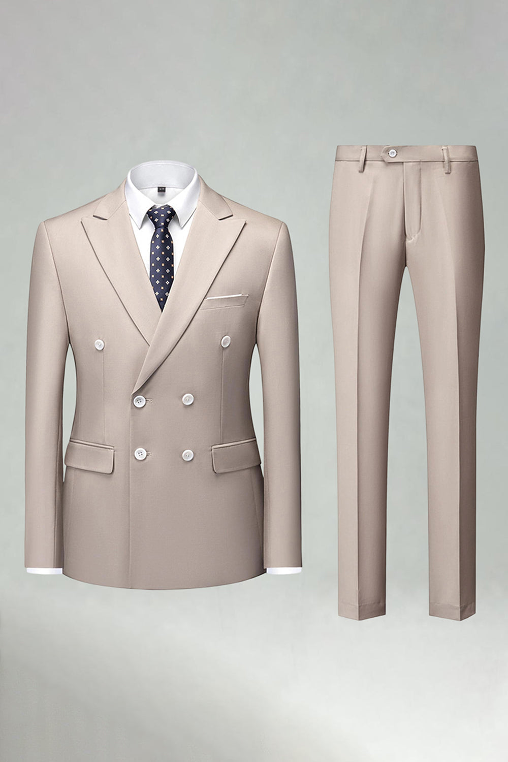 Double Breasted Black Slim Fit 2 Piece Men's Suits