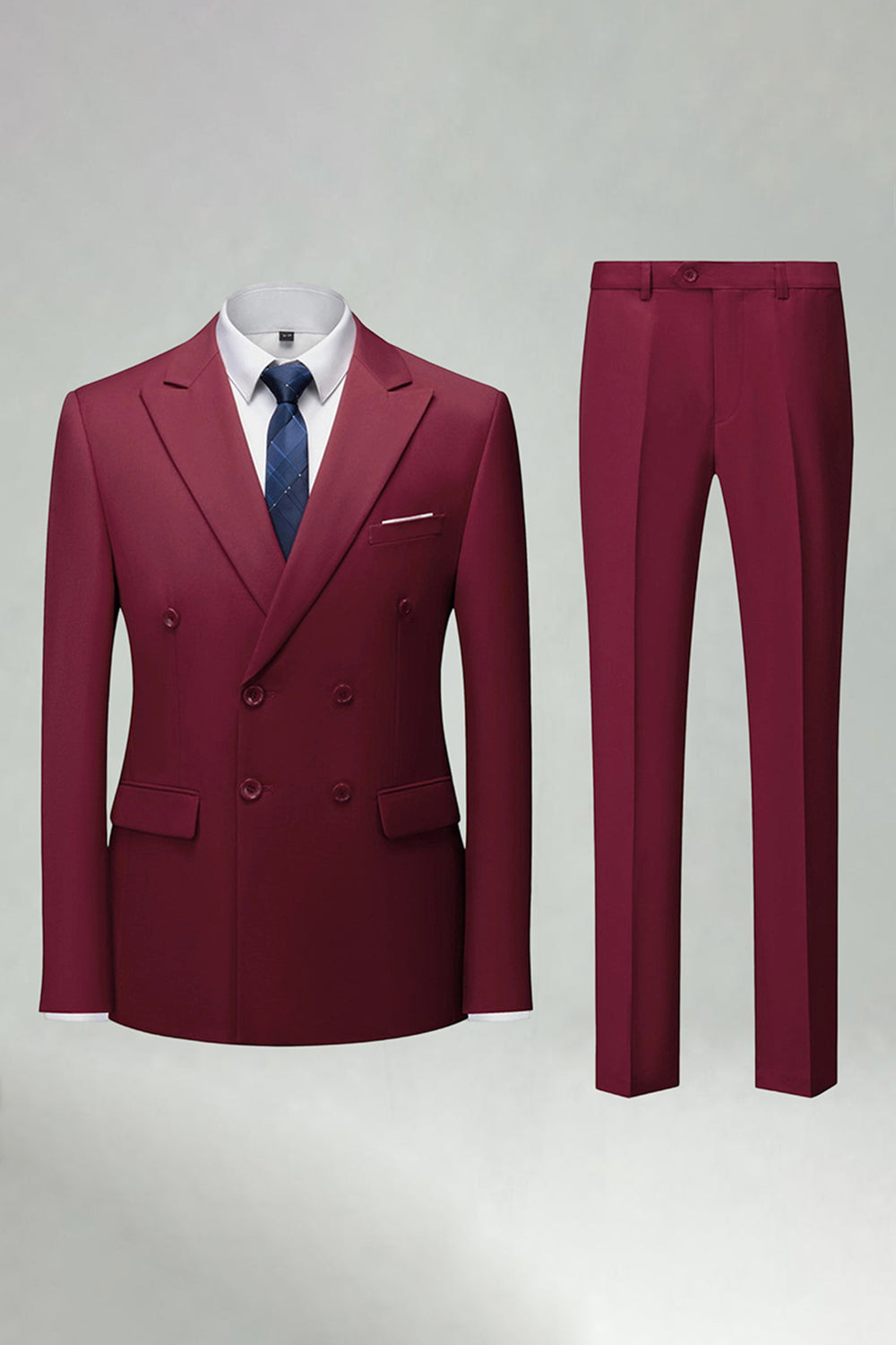 Double Breasted Black Slim Fit 2 Piece Men's Suits