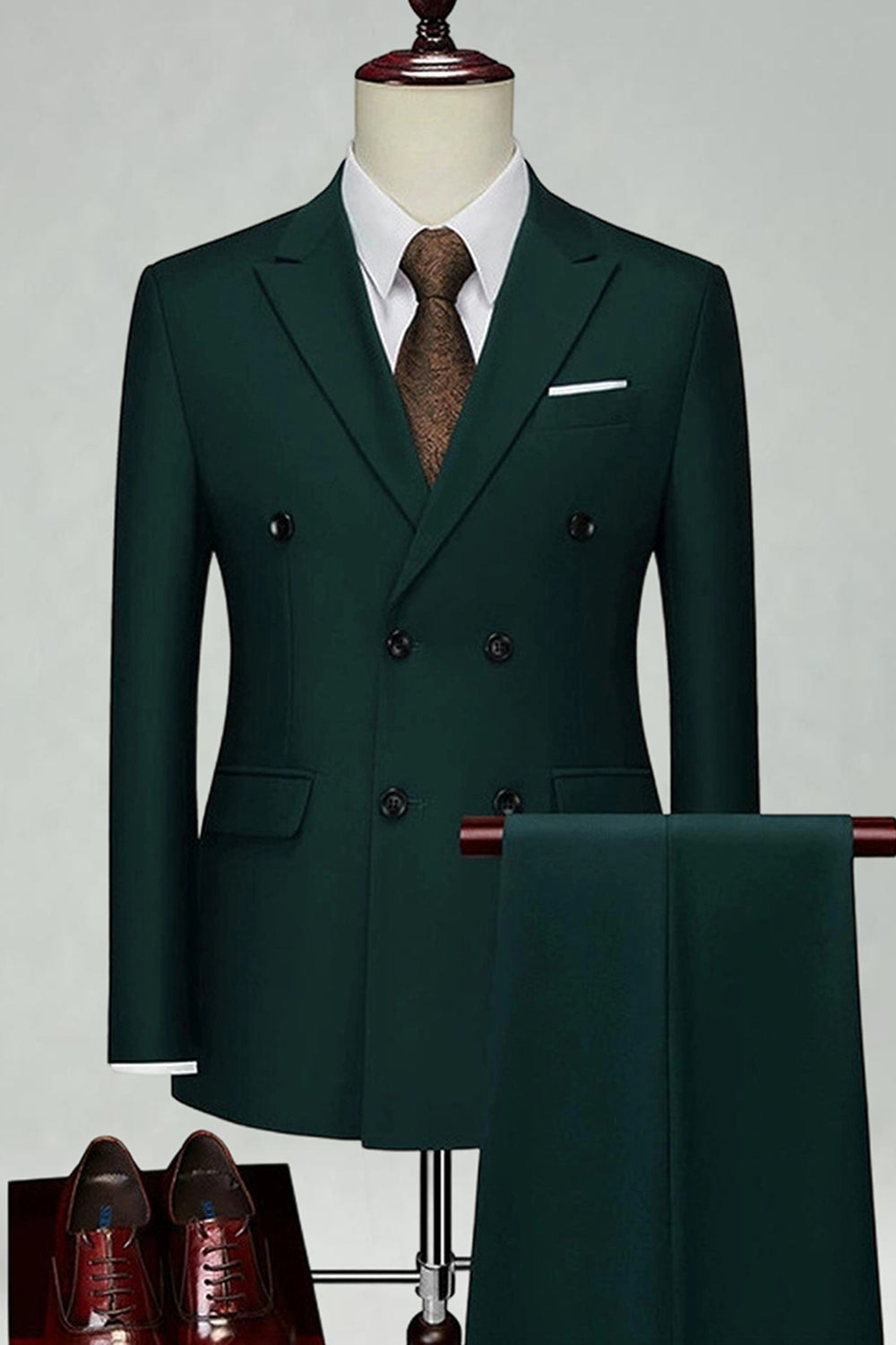 Double Breasted Black Slim Fit 2 Piece Men's Suits