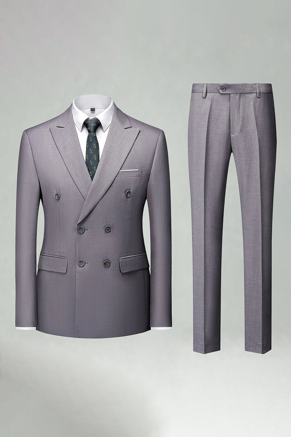 Double Breasted Black Slim Fit 2 Piece Men's Suits