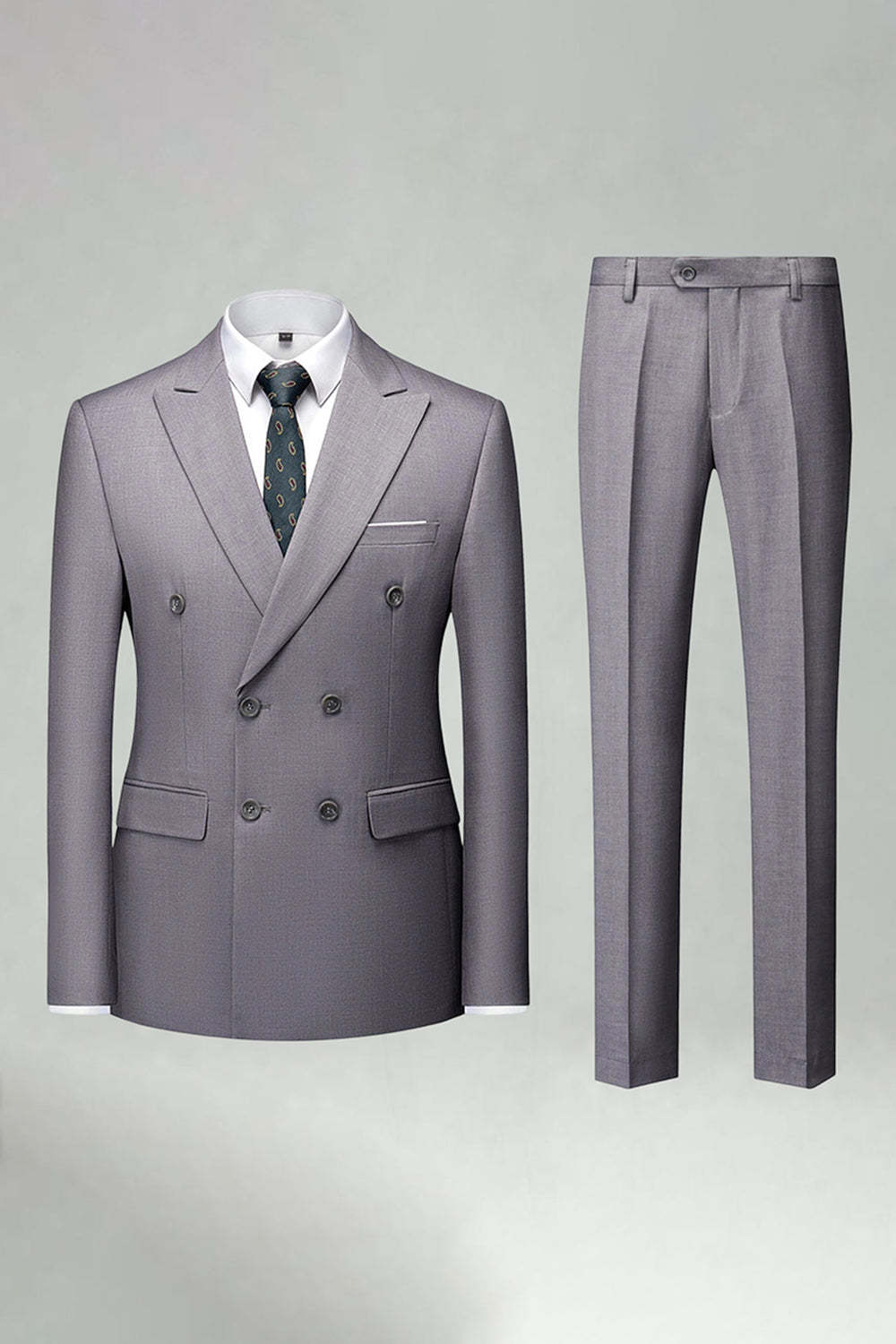 Double Breasted Black Slim Fit 2 Piece Men's Suits