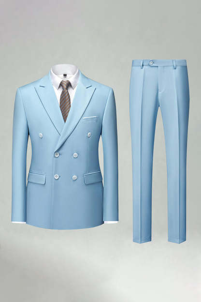 Double Breasted Black Slim Fit 2 Piece Men's Suits