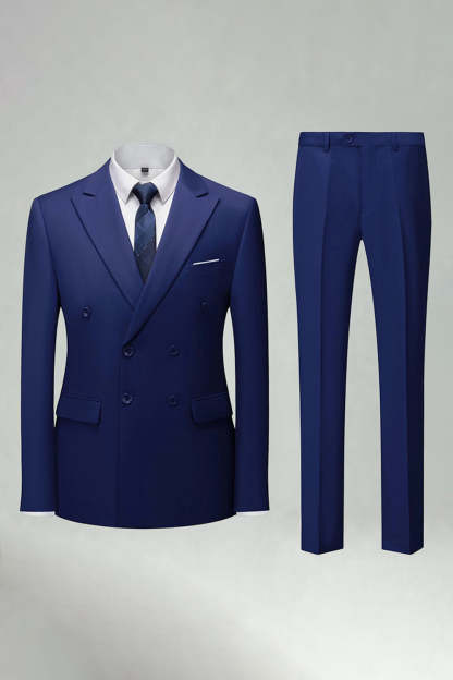 Double Breasted Black Slim Fit 2 Piece Men's Suits