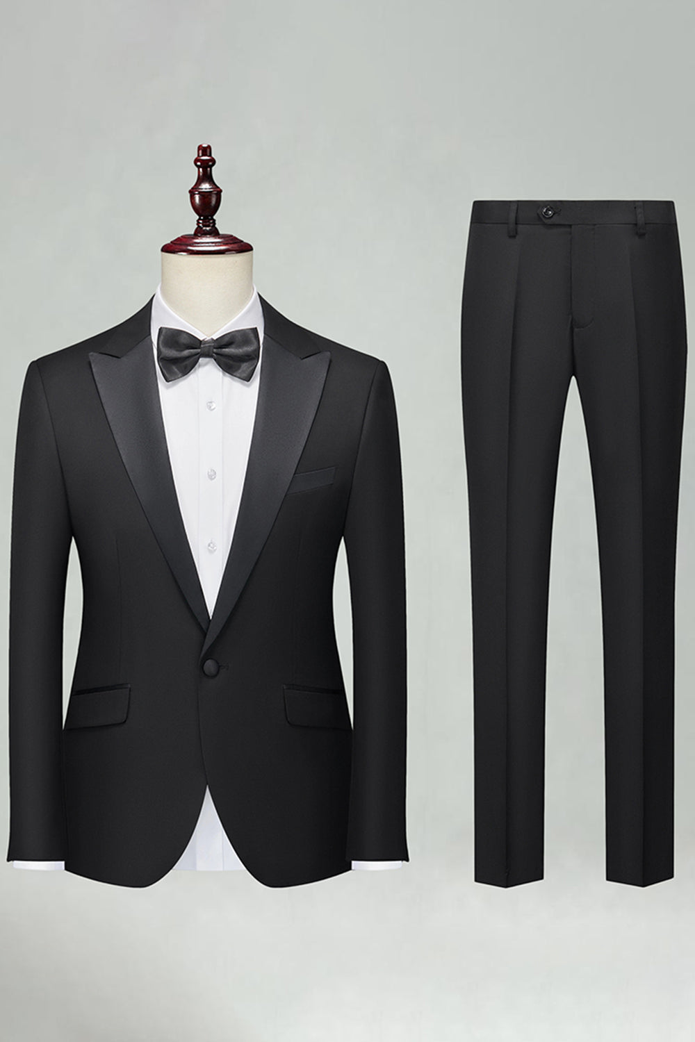 Leely Men Navy 2 Piece Suits Peak Lapel Slim Fit Prom Suits