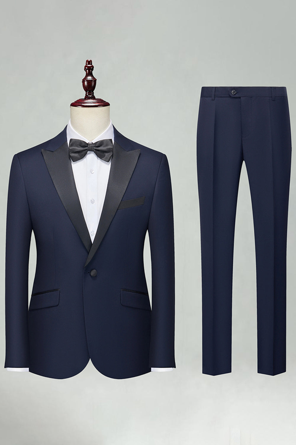 Peak Lapel Slim Fit Navy 2 Piece Men's Suits