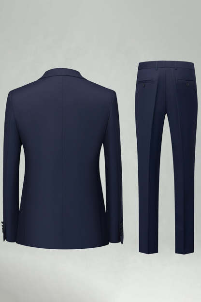 Peak Lapel Slim Fit Navy 2 Piece Men's Suits