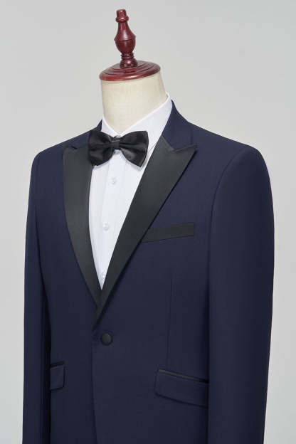 Peak Lapel Slim Fit Navy 2 Piece Men's Suits