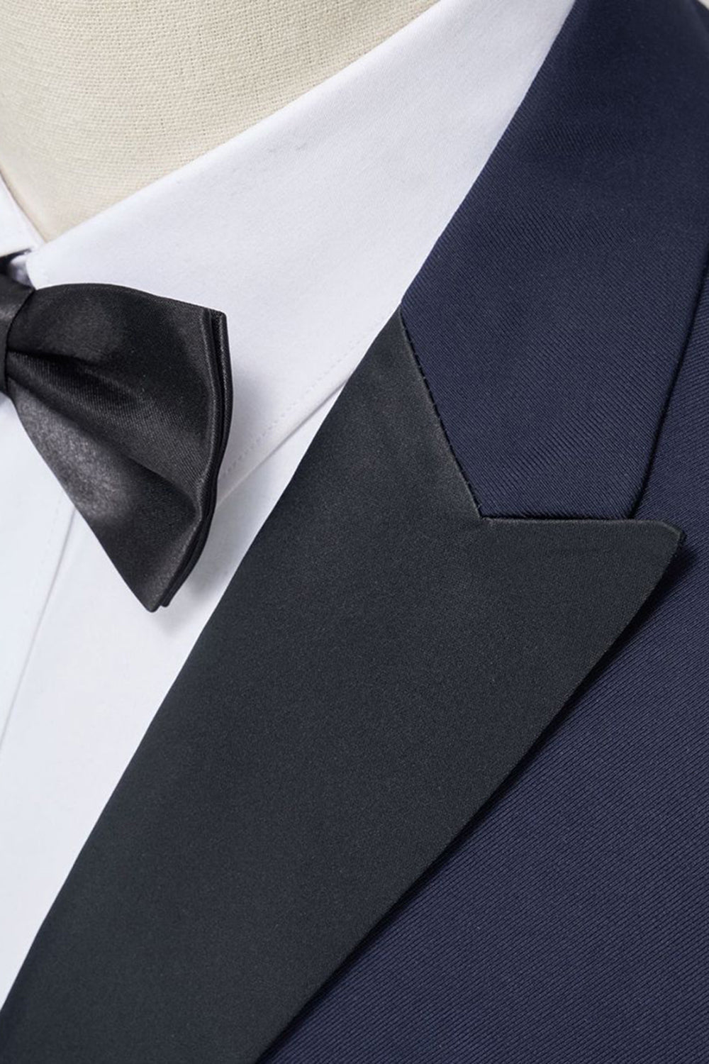 Peak Lapel Slim Fit Navy 2 Piece Men's Suits