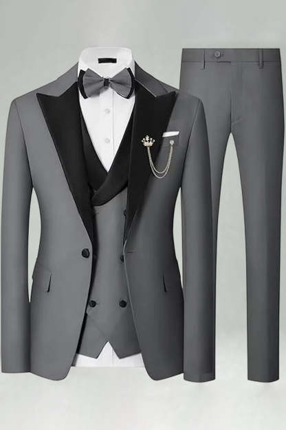 Peak Lapel Royal Blue Slim Fit 3 Piece Men's Prom Suits