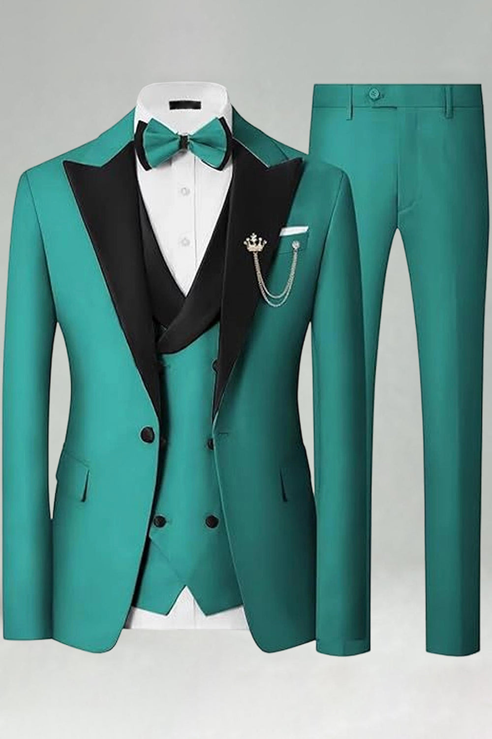 Peak Lapel Royal Blue Slim Fit 3 Piece Men's Prom Suits