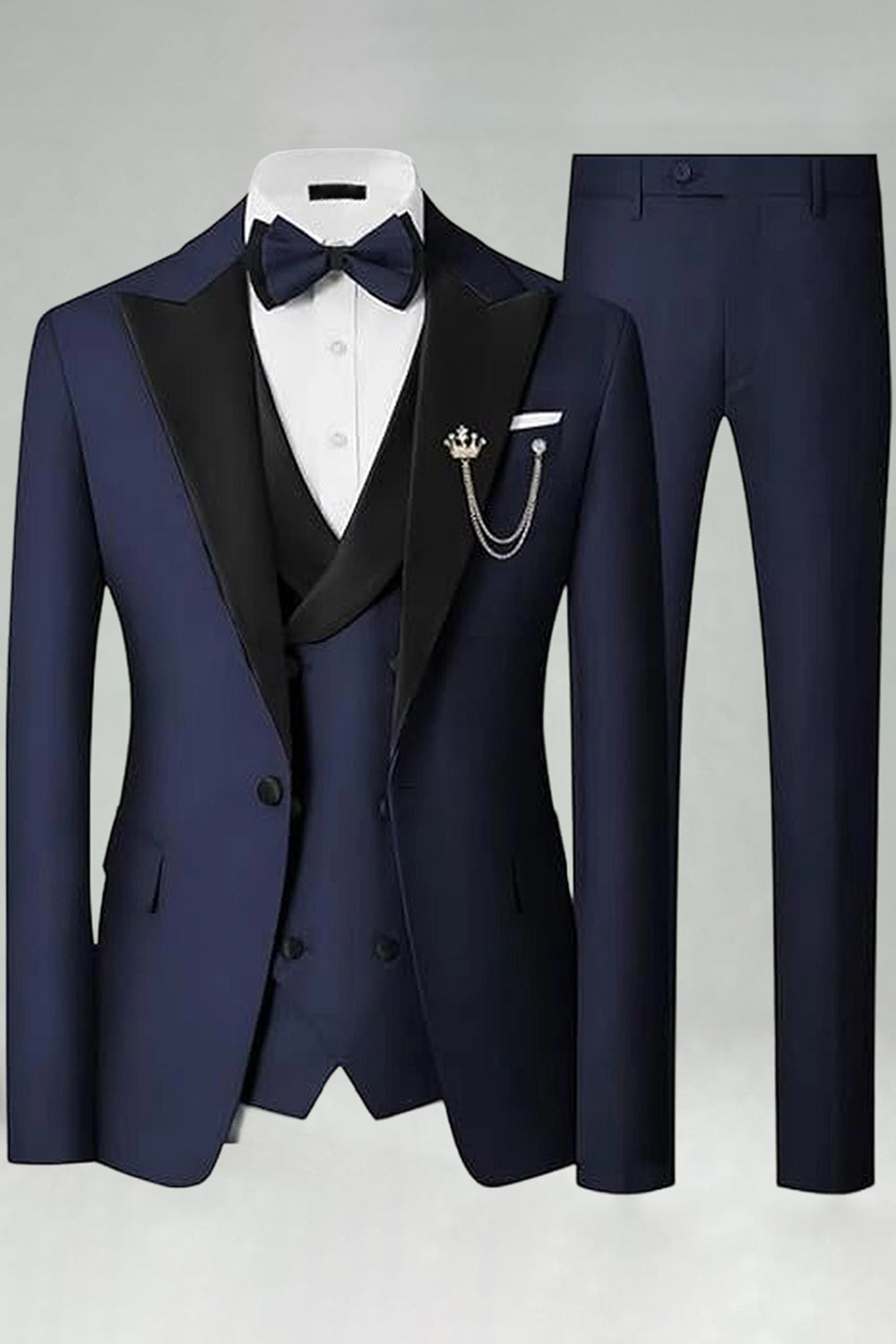 Peak Lapel Royal Blue Slim Fit 3 Piece Men's Prom Suits