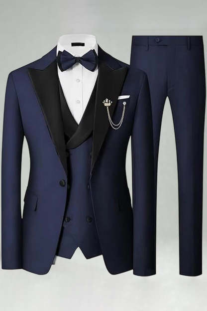 Peak Lapel Royal Blue Slim Fit 3 Piece Men's Prom Suits