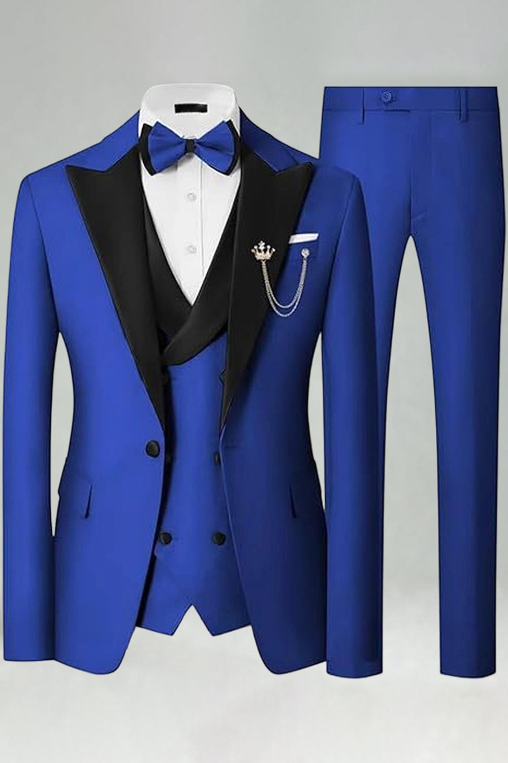 Peak Lapel Royal Blue Slim Fit 3 Piece Men's Prom Suits