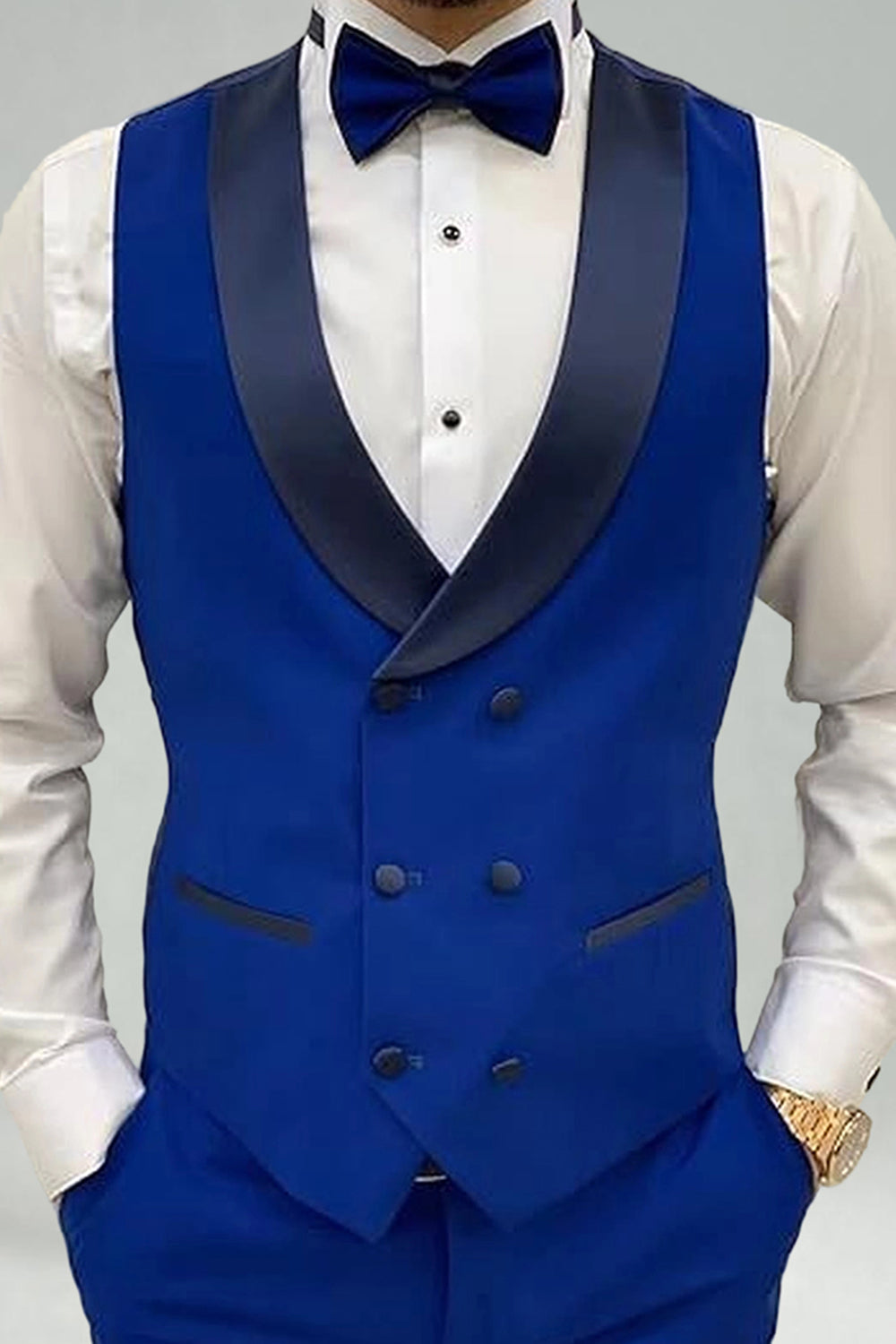 Peak Lapel Royal Blue Slim Fit 3 Piece Men's Prom Suits