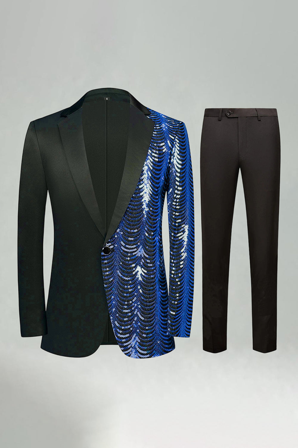 Leely Men's Golden Prom Suits Notched Lapel 2 Pieces Sparkly Slim Fit Single Buckle Party Suits
