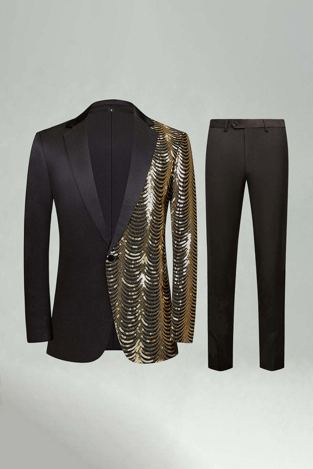 Golden Notched Lapel Sparkly 2 Pieces Men's Prom Suits