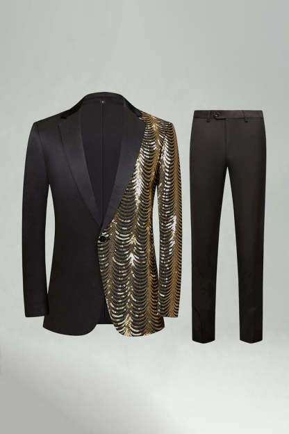Golden Notched Lapel Sparkly 2 Pieces Men's Prom Suits