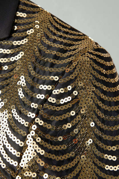 Golden Notched Lapel Sparkly 2 Pieces Men's Prom Suits