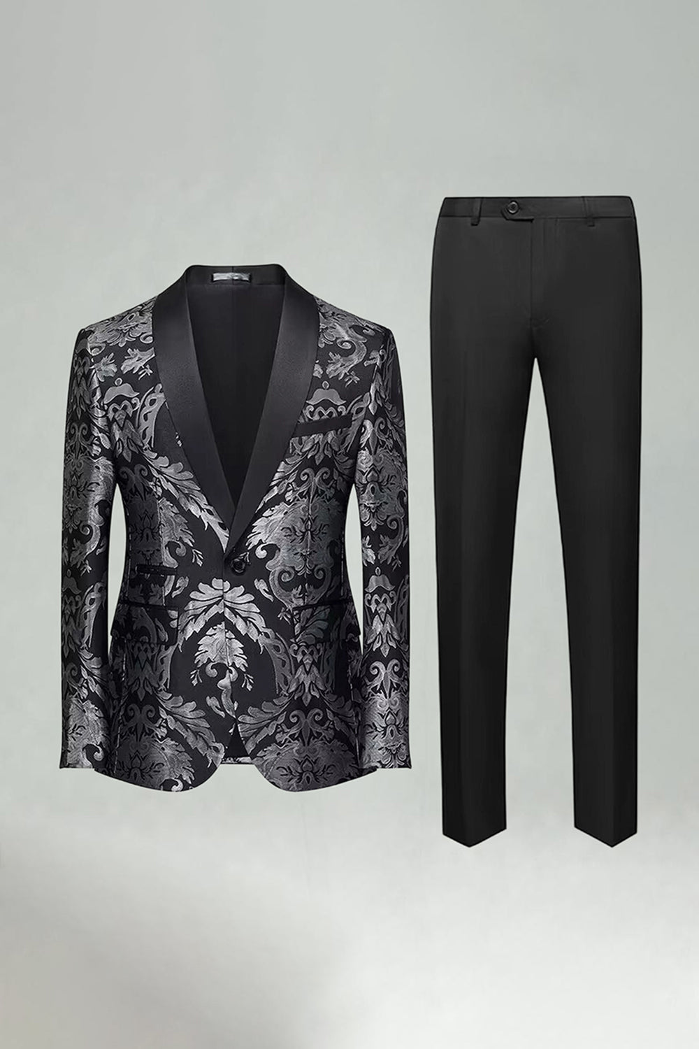2 Pieces Shawl Lapel Green Jacquard Men's Prom Suits