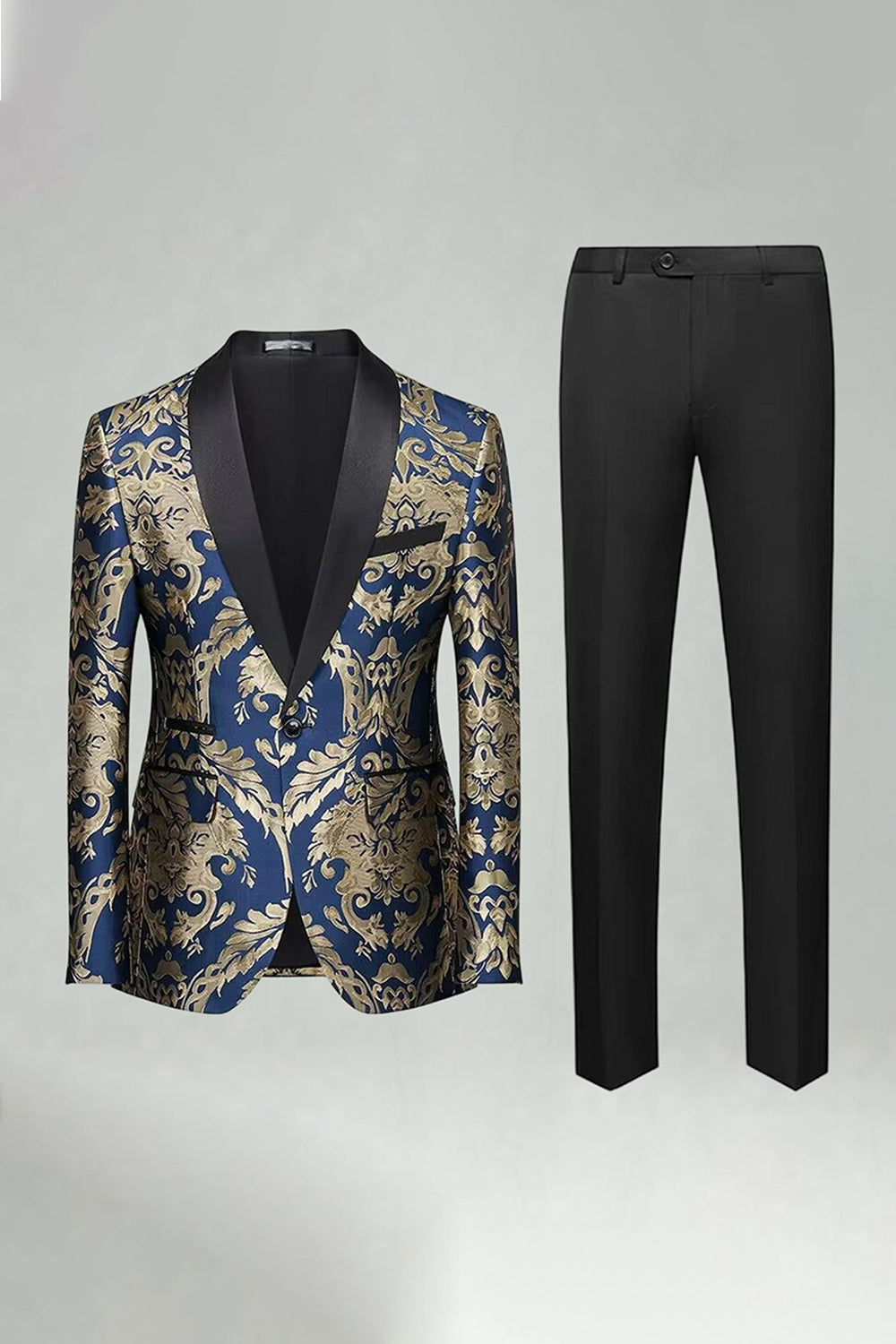 2 Pieces Shawl Lapel Green Jacquard Men's Prom Suits