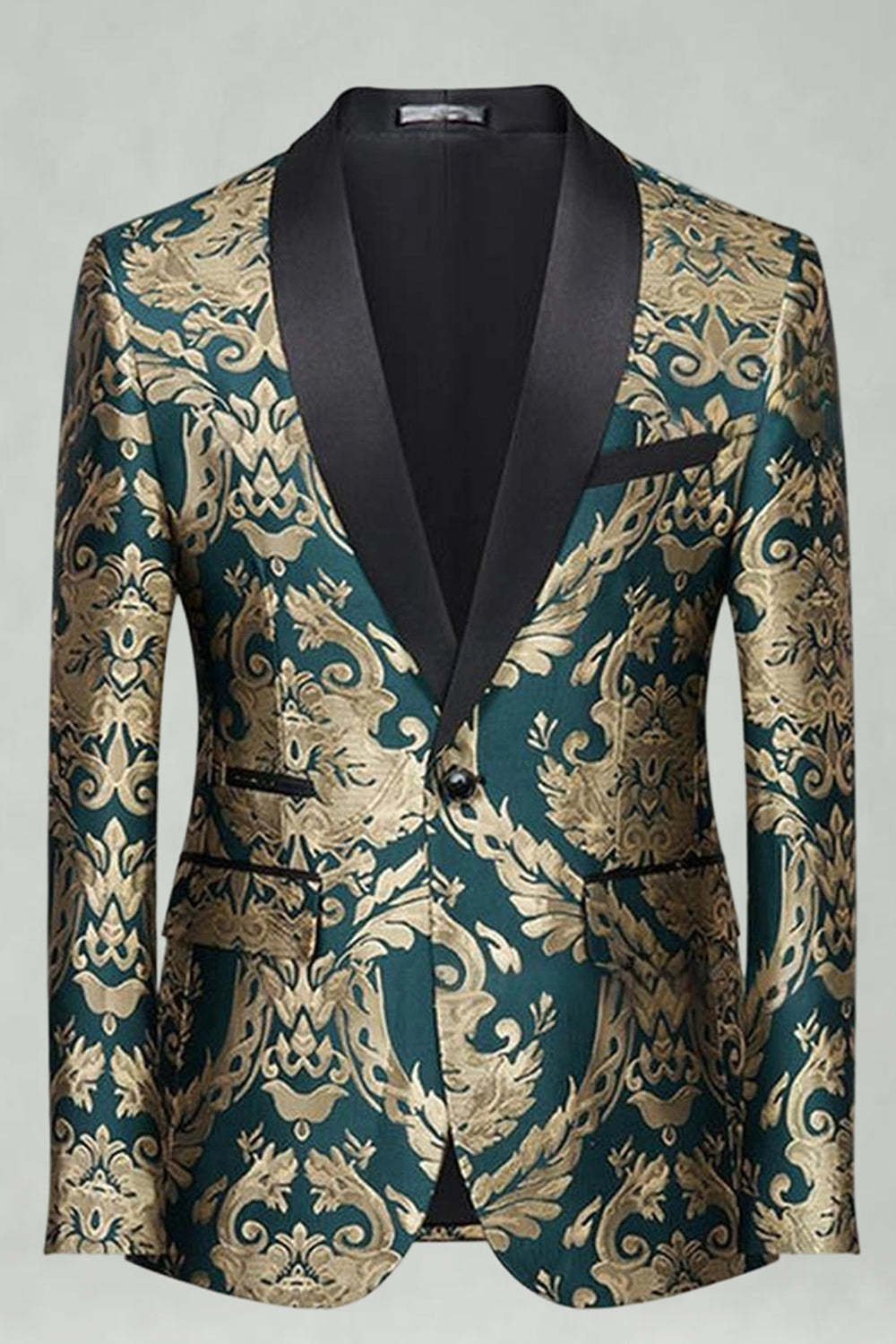 2 Pieces Shawl Lapel Green Jacquard Men's Prom Suits