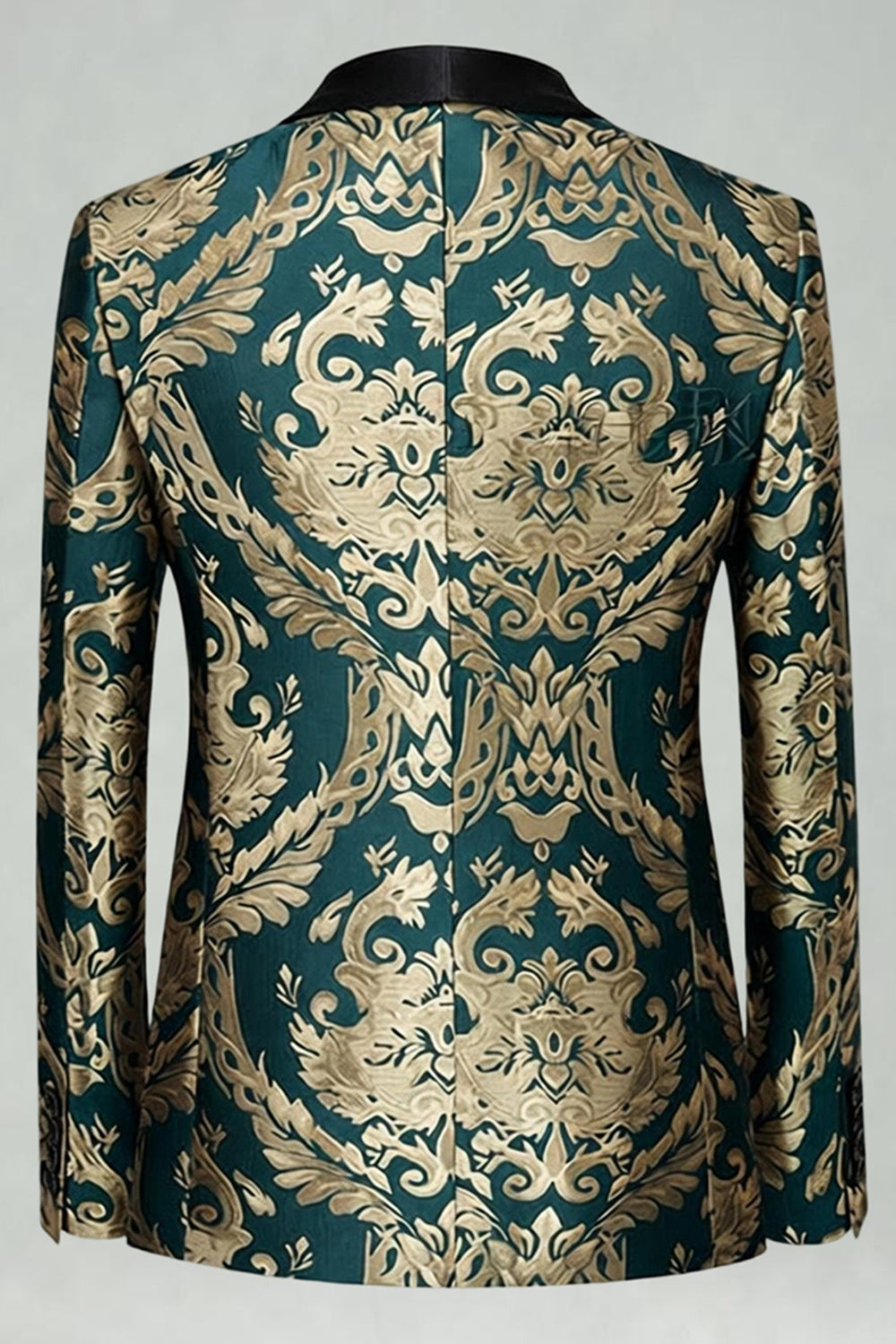 2 Pieces Shawl Lapel Green Jacquard Men's Prom Suits