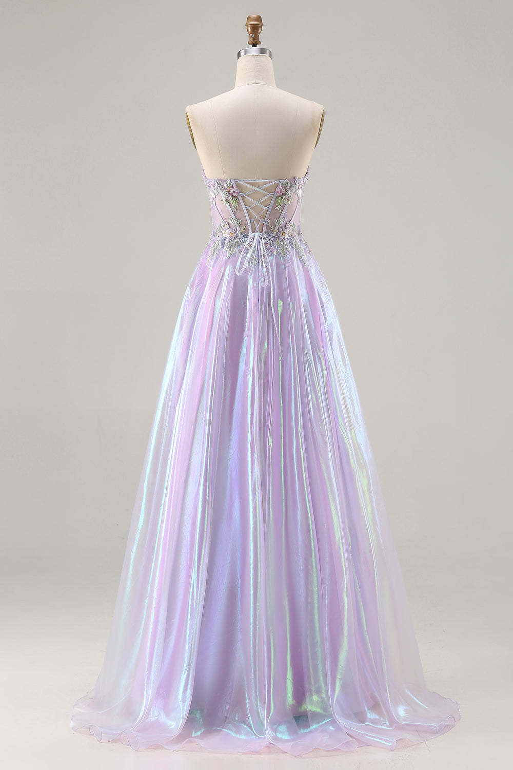 Sparkly Purple A Line Sweetheart Long Corset Prom Dress with Appliques