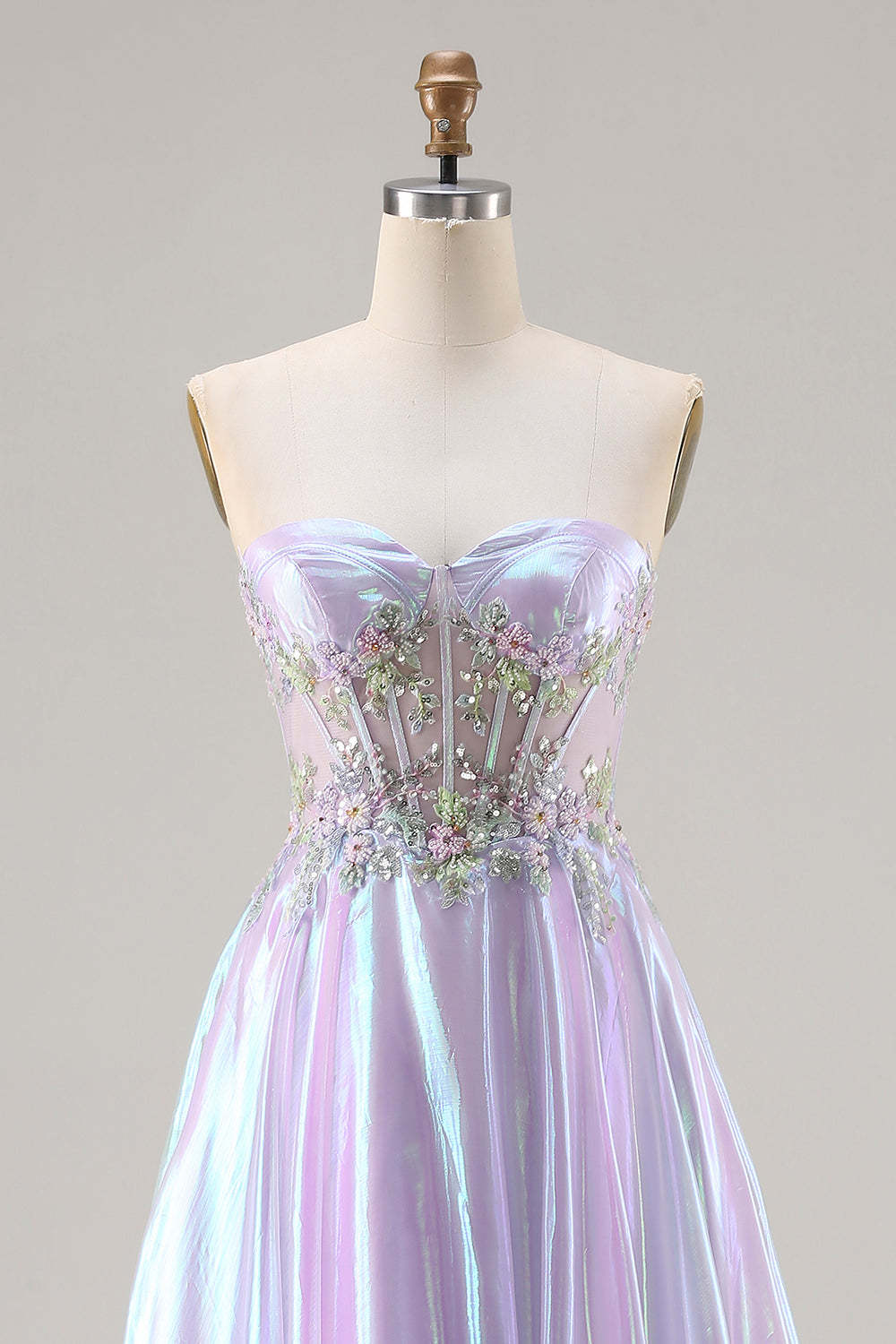 Sparkly Purple A Line Sweetheart Long Corset Prom Dress with Appliques