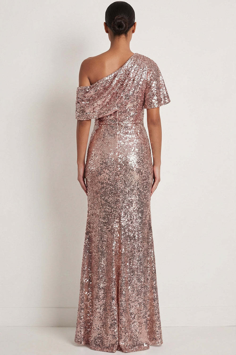 Sparkly Sequined Dark Green Mermaid One Shoulder Long Gala Dress