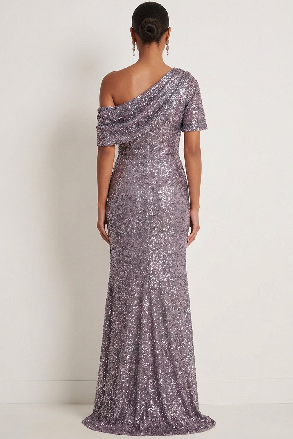 Sparkly Navy Mermaid One Shoulder Sequined Long Gala Dress