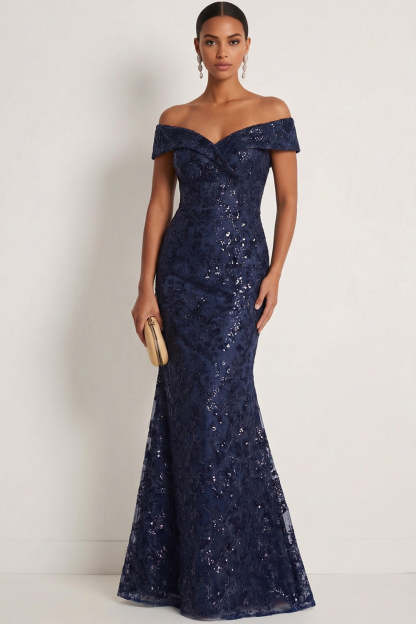 Burgundy Sparkly Sequin Mermaid Maxi Gala Dress