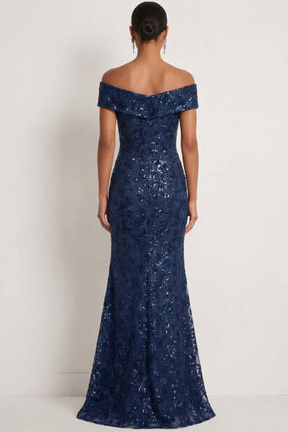 Burgundy Sparkly Sequin Mermaid Maxi Gala Dress