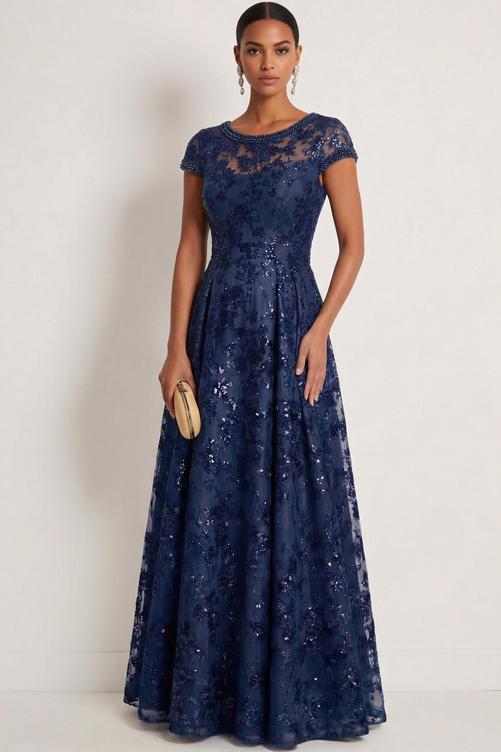 Sparkly Sequin Burgundy Floral A Line Long Gala Dress