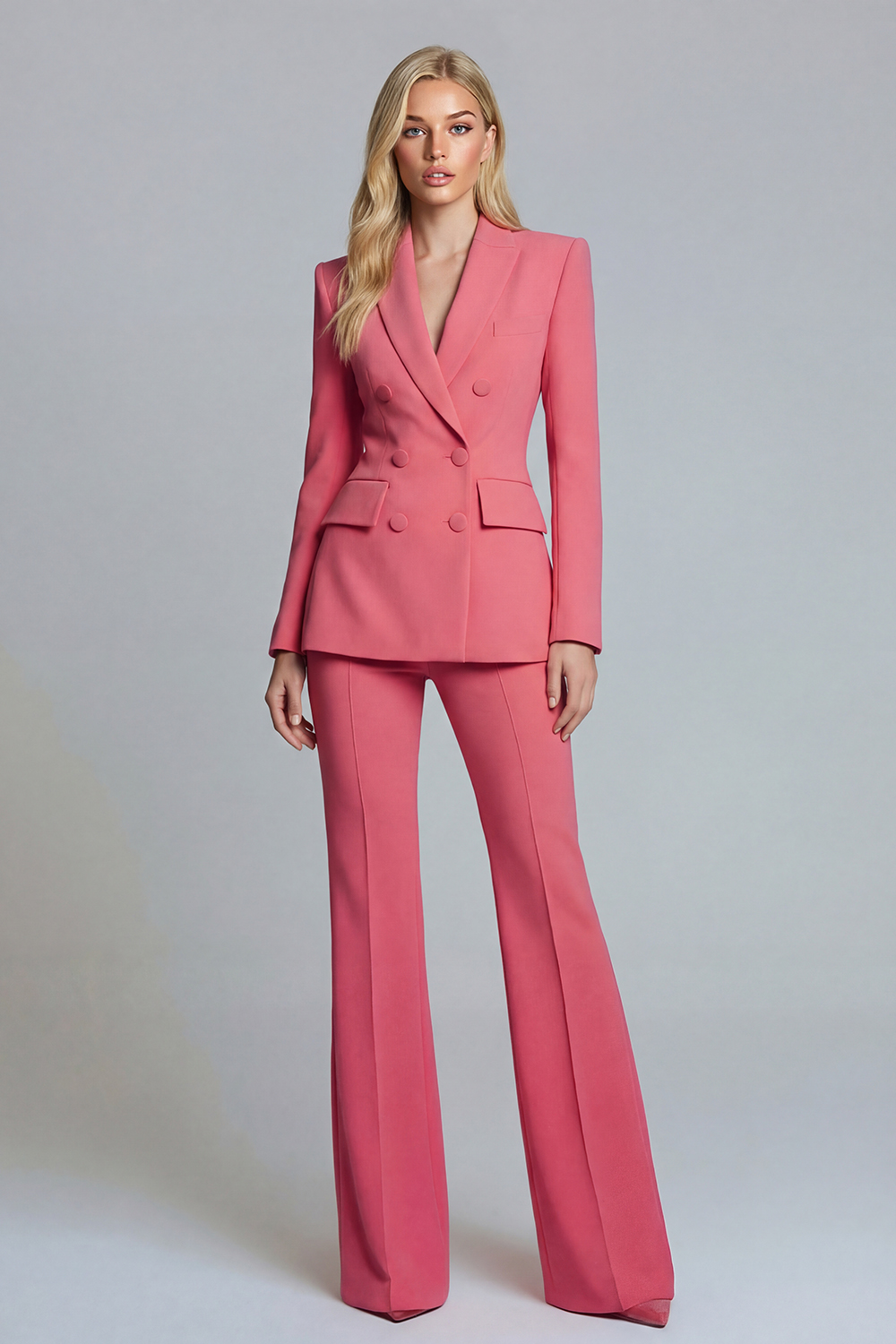Coral Peak Lapel 2 Piece Double Breasted Business Suits